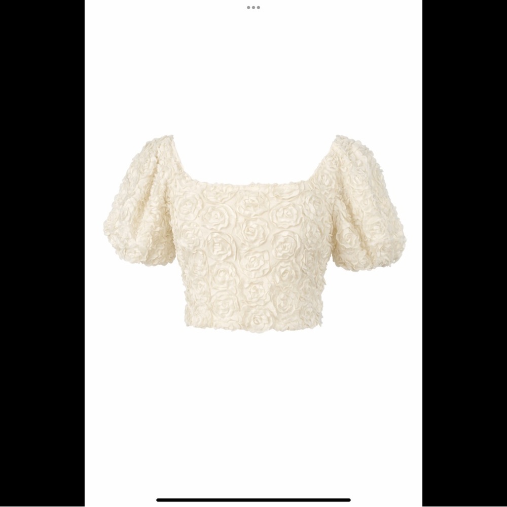 Julia by Love White Rosette Crop Top Puff Sleeve Bridal Event Size S - Picture 2 of 14